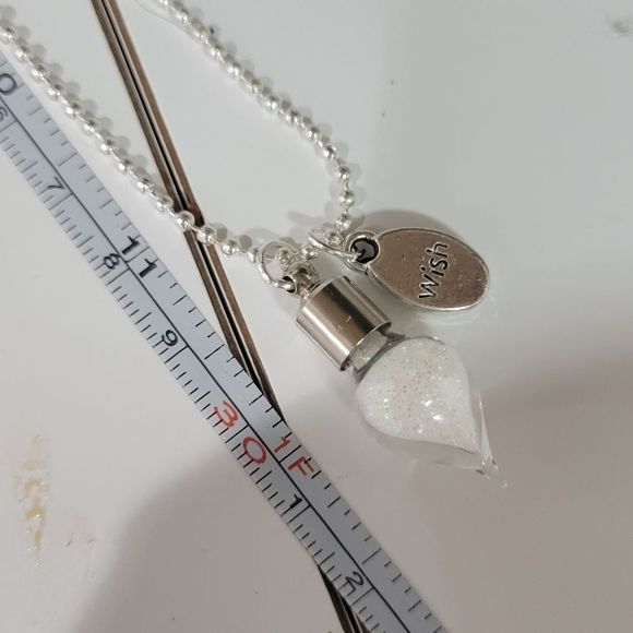 PIXIE WISH NECKLACE twist off tear drop glass bottle WITH wish charm ✨️Handmade - Picture 8 of 11